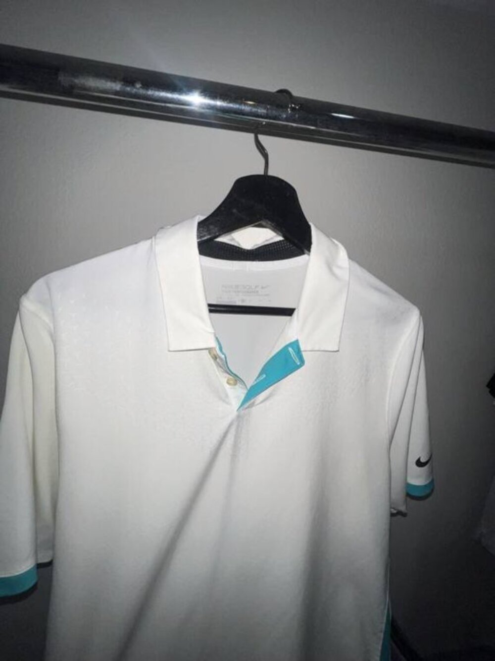 Nike White Performance Polo with Teal Trim